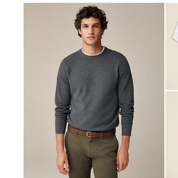 J. Crew BM043 Cotton piqué-stitch crewneck sweater size Large NWT - Picture 6 of 11